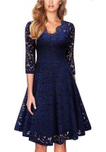 This Chic Elegant Sexy v Neck Lace Three Quarter Sleeve a-Line Dress Design Made Of High Quality Polyster And Spandex Material. It Is Stretchy