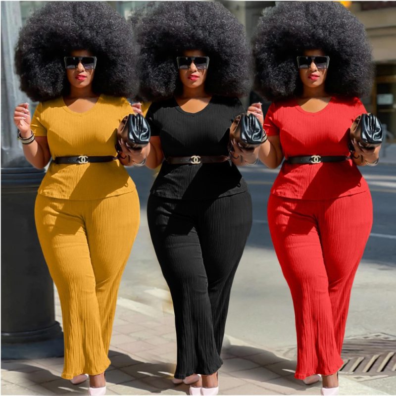 This Chic Premium Solid Color Plus Size Suit Women Tight Fitting Sexy Fashion Women Suit Design And Made Of Comfortable And Elastic Fabric. Wholesale Plus Size Two Piece Sets Is a Must-Have Item For Curvy Ladies. Two Piece Sets Can Either Be Worn Together Or Individually