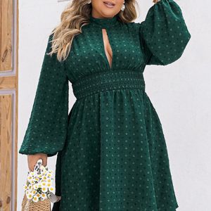 This Chic Sexy Bubble Ruffled Hollow Slim Fit Swing Women's Dress Made Of Soft And Elastic Fabric. Global Lover Wholesale Plus Size Dresses And Hope Curvy Ladies Find Here a Warm And Exciting Place To Shop Affordable Curvy Dresses Online - Plus Size Casual