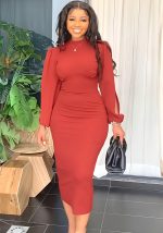 This Chic Slit Long Sleeve Elegant Midi Women's Dress Design Made Of High Quality Polyster And Spandex Material. It Come With Good Stretch And Wearing Comfortable. Women¡¯s Midi Dresses Is Omnipotent And Suit For All Kinds Of Occasions - Daily Wear