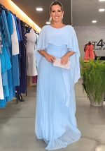 This Chic Solid Color Shawl Evening Dress High Waist Womens Chiffon Pleated Dress Design Made Of Good Quality Polyster And Spandex Material