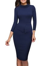 This Chic Women's Mid Waist Patchwork Solid Color Half Turtleneck Bodycon Work Dress Design Made Of High Quality Polyster And Spandex Material. It Come With Good Stretch And Wearing Comfortable. Women¡¯s Midi Dresses Is Omnipotent And Suit For All Kinds Of Occasions - Daily Wear