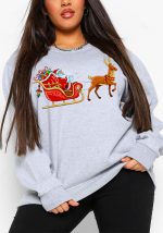 This Christmas Collection Fall Winter Women's Printed Long Sleeve Hooded Loose Hoodies Made Of Polyster And Spandex Material