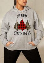 This Christmas Plus Size Women Printed Long Sleeve Loose Hoodies Made Of Polyster And Spandex Material