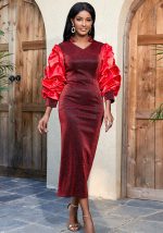 This Christmas v-Neck Three-Quarter Sleeve Night Chic Party Dress Made Of Soft And Elastic Fabric. Global Lover Wholesale Plus Size Dresses And Hope Curvy Ladies Find Here a Warm And Exciting Place To Shop Affordable Curvy Dresses Online - Plus Size Casual