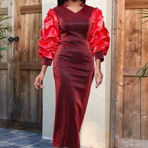 This Christmas v-Neck Three-Quarter Sleeve Night Chic Party Dress Made Of Soft And Elastic Fabric. Global Lover Wholesale Plus Size Dresses And Hope Curvy Ladies Find Here a Warm And Exciting Place To Shop Affordable Curvy Dresses Online - Plus Size Casual