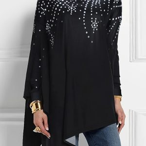 This Christmas Women Printed Loose Turtle Collar Casual Irregular Top Made Of Comfortable And Elastic Fabric. It Is Wholesale Sexy Plus Size Tops For Women. With The Gradual Rise Of Feminist Awareness