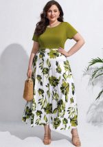 This Color Block Print Short Sleeve a Line Plus Size Women's Dress Made Of Soft And Elastic Fabric. Global Lover Wholesale Plus Size Dresses And Hope Curvy Ladies Find Here a Warm And Exciting Place To Shop Affordable Curvy Dresses Online - Plus Size Casual