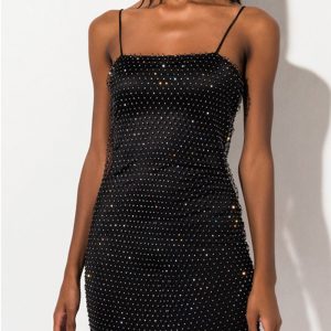 This Dress Women's Diamond Mesh Low Back Sexy Strap Dress Design Made Of High Quality Polyster And Spandex Material