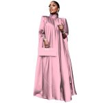 This Dubai Muslim Women's High Neck Loose Swing Robe Satin Dress Women's Abaya Design Made Of High Quality Polyster And Spandex Material