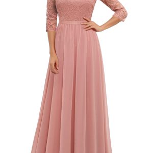 This Elegant Lace Patchwork Long Slim Waist Elegant Gown Dress Design Made Of Good Quality Polyster And Spandex Material