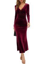 This Elegant v Neck Slim Velvet Dress Cocktail Mermaid Evening Dress Design Made Of Good Quality Polyster And Spandex Material