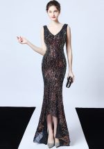 This Evening Dress Female v-Neck Sexy Night Show Party Dress Dinner Dress Design Made Of Good Quality Polyster And Spandex Material