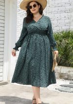 This Fall Plus Size Dress Women's Printed v Neck Slim Waist Maxi Dress Made Of Soft And Elastic Fabric. Global Lover Wholesale Plus Size Dresses And Hope Curvy Ladies Find Here a Warm And Exciting Place To Shop Affordable Curvy Dresses Online - Plus Size Casual