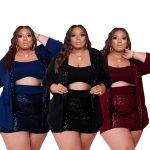 This Fall Plus Size Women's Solid Sequin Three-Piece Chic Culottes Set Design And Made Of Comfortable And Elastic Fabric. Wholesale Plus Size Two Piece Sets Is a Must-Have Item For Curvy Ladies. Two Piece Sets Can Either Be Worn Together Or Individually