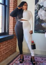 This Fall Winter Women's Fashion Ribbed Patchwork Contrast Plus Size Two-Piece Set Design And Made Of Comfortable And Elastic Fabric. Wholesale Plus Size Two Piece Sets Is a Must-Have Item For Curvy Ladies. Two Piece Sets Can Either Be Worn Together Or Individually