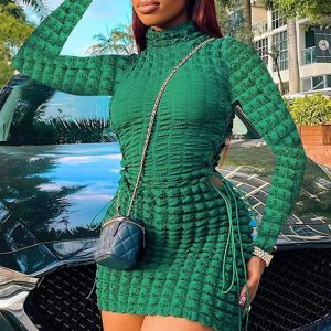 This Fall Women Long Sleeve Round Neck Lace-Up Cutout Bodycon Dress Design Made Of High Quality Polyster And Spandex Material. It Come With Good Stretch And Wearing Comfortable And Feeling Freedom. The Tight And Fitted Dress Is The Most Popular Options From Party Girls. Shop Bodycon Dresses At Global Lover And Find Amazing Designs Sequins