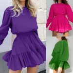 This Fall Women's Chic Casual Solid Plain Pleated High Waist Short Dress Design Made Of High Quality Polyster And Spandex Material. It Is Stretchy