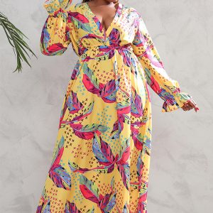 This Fall Women's Long Sleeve Plus Size Maxi Dress Made Of Soft