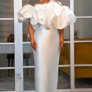 This Fall On The New French Elegant Off Shoulder Off The Shoulder Dress Pleated Ruffle Dresses Design Made Of Good Quality Polyster And Spandex Material