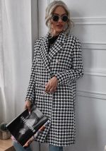 This Fall/Winter Fashion Houndstooth Print Long Coat Made Of Comfortable And Elastic Fabric. It Is Wholesale Sexy Plus Size Tops For Women. With The Gradual Rise Of Feminist Awareness