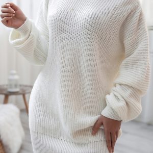 This Fall/Winter Women's Long Sleeve Off Shoulder Casual Loose Knitting Sweater Dress Combine The Warm And Fashion. It Is a Must-Have Item For This Winter. Sweater Dresses For Women At Global Lover Comes For Different Occasions - Daily Life