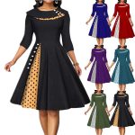 This Fall/Winter Women's Vintage Dot Slim Waist Swing Dress Design Made Of High Quality Polyster And Spandex Material. It Come With Good Stretch And Wearing Comfortable. Women¡¯s Midi Dresses Is Omnipotent And Suit For All Kinds Of Occasions - Daily Wear