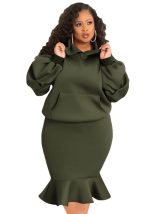 This Fashion Casual Sport Mermaid Fall Winter Hoodies Skirt Set Plus Size Design And Made Of Comfortable And Elastic Fabric. Wholesale Plus Size Two Piece Sets Is a Must-Have Item For Curvy Ladies. Two Piece Sets Can Either Be Worn Together Or Individually