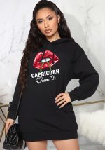 This Fashion Fleece Hoodies Women's Fall Winter Lip Print Hooded Long Top Design Made Of High Quality Polyster And Spandex Material. It Is Stretchy