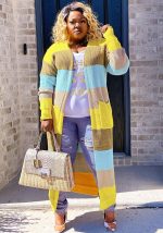 This Fashion Long Sleeve Contrast Sweater Cardigan Made Of Comfortable And Soft Fabric. It Is a Must-Have Item For Curvy Ladies In Autumn And Winter. Global Lover Offer All Kinds Of Women¡¯s Plus Size Coat And Hope Curvy Ladies Find Here a Warm And Exciting Place To Shop - Wholesale Plus Size Jackets