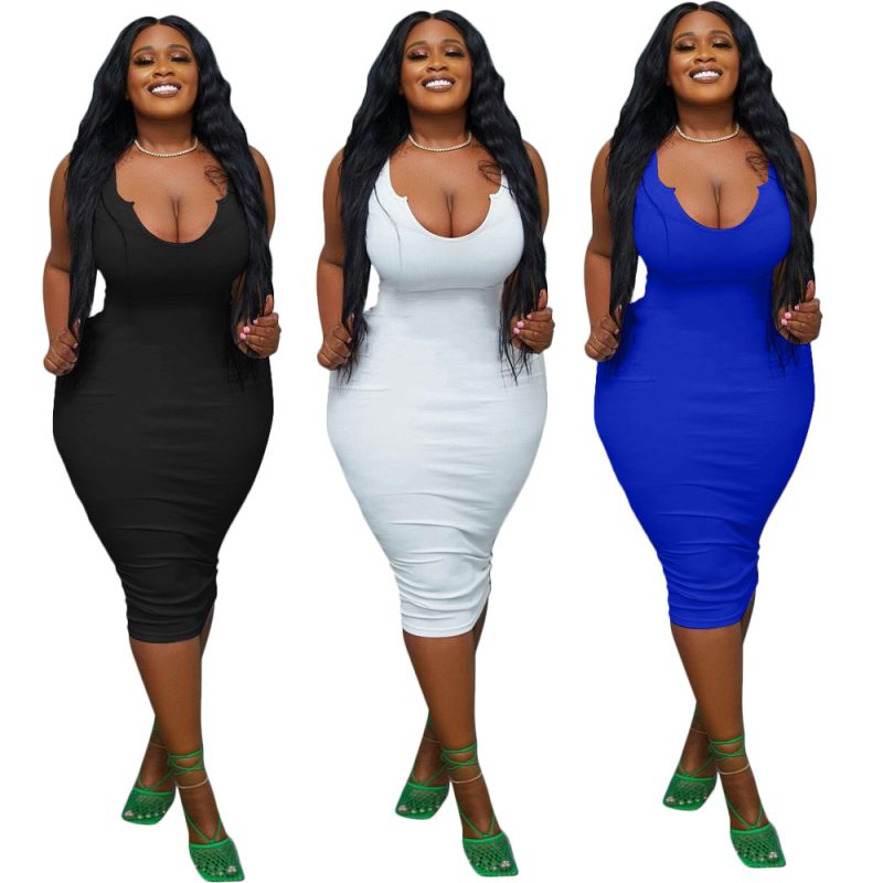 Esta moda Plus Size Women Solid v Neck Sleeveless Slim Midi Dress Design Made Of High Quality Polyster And Spandex Material. Viene con buen estiramiento y el uso cómodo y sensación de libertad. El vestido ajustado y en forma es la opción más popular de las niñas del partido. Tienda Vestidos Bodycon En Global Lover y encontrar diseños increíbles lentejuelas