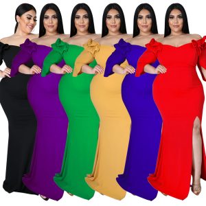 This Fashion Plus Size Women Summer Sexy Ruffle Sleeve Bodycon Low Back Dress Made Of Soft And Elastic Fabric. Global Lover Wholesale Plus Size Dresses And Hope Curvy Ladies Find Here a Warm And Exciting Place To Shop Affordable Curvy Dresses Online - Plus Size Casual