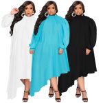 This Fashion Plus Size Women's Casual Long Sleeve Solid Women's Chic Dress Made Of Soft And Elastic Fabric. Global Lover Wholesale Plus Size Dresses And Hope Curvy Ladies Find Here a Warm And Exciting Place To Shop Affordable Curvy Dresses Online - Plus Size Casual