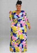 This Fashion Plus Size Women's Winter Long Sleeve Swing Print Sexy Bodycon Dress Made Of Soft And Elastic Fabric. Global Lover Wholesale Plus Size Dresses And Hope Curvy Ladies Find Here a Warm And Exciting Place To Shop Affordable Curvy Dresses Online - Plus Size Casual