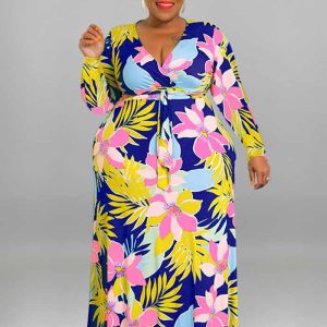 This Fashion Plus Size Women's Winter Long Sleeve Swing Print Sexy Bodycon Dress Made Of Soft And Elastic Fabric. Global Lover Wholesale Plus Size Dresses And Hope Curvy Ladies Find Here a Warm And Exciting Place To Shop Affordable Curvy Dresses Online - Plus Size Casual