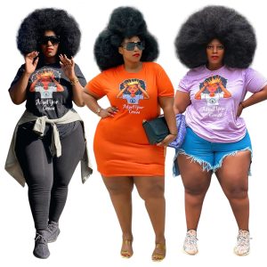 Diese Mode drucken Rundhalsausschnitt lose kurze Ärmel Casual t-Shirt Plus Size Kleid Frauen von weichen und elastischen Stoff. Global Lover Großhandel Plus Size Kleider und Hoffnung Curvy Damen finden hier eine warme und spannende Ort, um erschwingliche kurvige Kleider online kaufen - Plus Size Casual