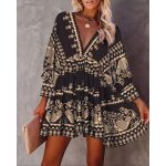 This Fashion Retro Print Long Sleeve Mini Dress Design Made Of High Quality Polyster And Spandex Material. Print Dresses Is More Interesting And Stylish. Print Maxi Dresses Is One Of The Popular Item For Islander Vocations. Women¡¯s Print Dresses At Global Lover Comes With Forever Floral