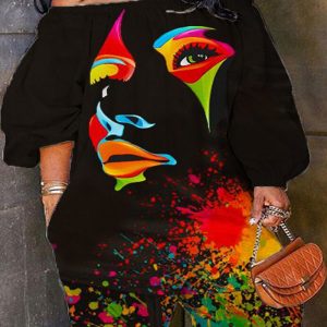 This Fashion Sexy Digital Printing Cargo Rompers Made Of Soft And Elastic Fabric. Global Lover Wholesale Plus Size Dresses And Hope Curvy Ladies Find Here a Warm And Exciting Place To Shop Affordable Curvy Dresses Online - Plus Size Casual