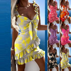 This Fashion Sexy Sling Print Slim Waist Dress Women Design Made Of High Quality Polyster And Spandex Material. Print Dresses Is More Interesting And Stylish. Print Maxi Dresses Is One Of The Popular Item For Islander Vocations. Women¡¯s Print Dresses At Global Lover Comes With Forever Floral