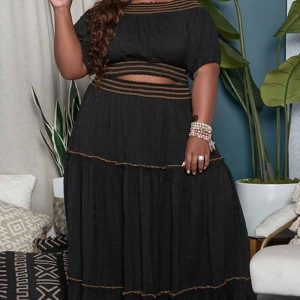 This Fashion Spring Fashion Women's Suit Two Piece Maxi Skirt Set Design And Made Of Comfortable And Elastic Fabric. Wholesale Plus Size Two Piece Sets Is a Must-Have Item For Curvy Ladies. Two Piece Sets Can Either Be Worn Together Or Individually