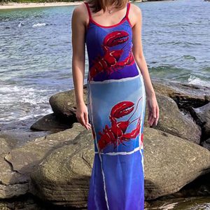 This Fashion Style Print Round Neck Halter Low Back Slim Bodycon Dress Design Made Of High Quality Polyster And Spandex Material