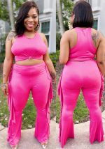 This Fashion Women's Clothing Solid Color Tank Top Trousers Two-Piece Set Design And Made Of Comfortable And Elastic Fabric. Wholesale Plus Size Two Piece Sets Is a Must-Have Item For Curvy Ladies. Two Piece Sets Can Either Be Worn Together Or Individually