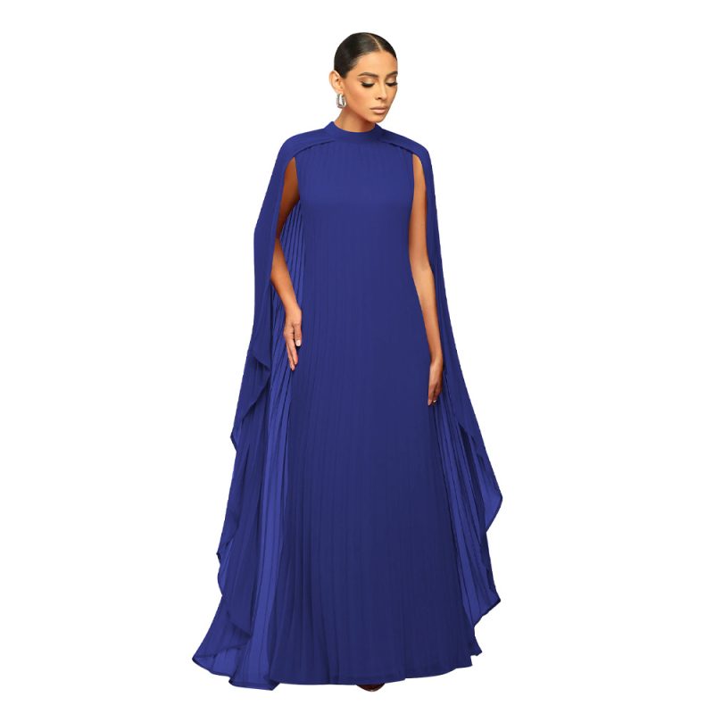 This Fashion Women's Solid Color Chiffon Long Pleated Dress Design Made Of High Quality Polyster And Spandex Material