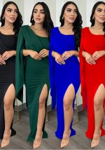 This Fashion Women's Solid Color Long Sleeve Slit Pleated Maxi Dress Design Made Of High Quality Polyster And Spandex Material. It Come With Good Stretch And Wearing Comfortable And Feeling Freedom. The Tight And Fitted Dress Is The Most Popular Options From Party Girls. Shop Bodycon Dresses At Global Lover And Find Amazing Designs Sequins