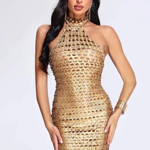 This Fashion Women's Solid Color Sleeveless Low Back Halter Neck Club Dress Design Made Of High Quality Polyster And Spandex Material. It Come With Good Stretch And Wearing Comfortable And Feeling Freedom. The Tight And Fitted Dress Is The Most Popular Options From Party Girls. Shop Bodycon Dresses At Global Lover And Find Amazing Designs Sequins