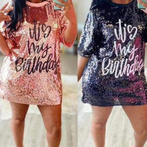 This Fashionable Chic Casual Sequin Women's Dress Design Made Of High Quality Polyster And Spandex Material. It Is Stretchy