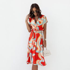 This Fashionable Printed Short-Sleeved v-Neck Dress Design Made Of High Quality Polyster And Spandex Material. Print Dresses Is More Interesting And Stylish. Print Maxi Dresses Is One Of The Popular Item For Islander Vocations. Women¡¯s Print Dresses At Global Lover Comes With Forever Floral