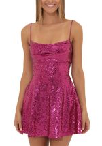 This Fashionable Sexy Straps Sequin Bow Contrast Color Dress For Women Design Made Of High Quality Polyster And Spandex Material. It Is Stretchy