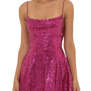 This Fashionable Sexy Straps Sequin Bow Contrast Color Dress For Women Design Made Of High Quality Polyster And Spandex Material. It Is Stretchy