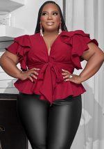 This Featured Spring Summer Autumn Buttonless Lace-Up v-Neck Loose Jacket Made Of Comfortable And Elastic Fabric. It Is Wholesale Sexy Plus Size Tops For Women. With The Gradual Rise Of Feminist Awareness